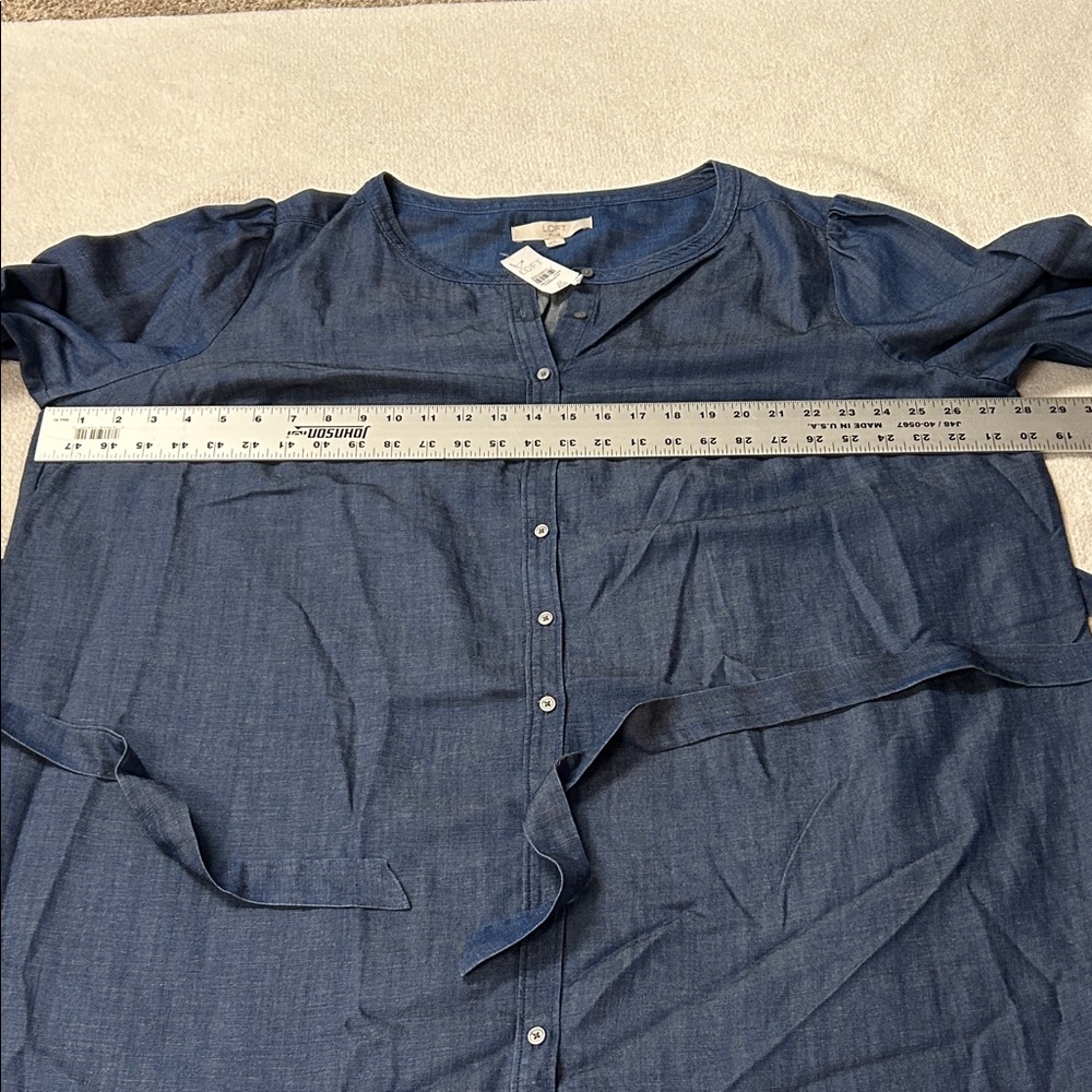 LOFT Blue Button-Down Dress - Picture 4 of 7